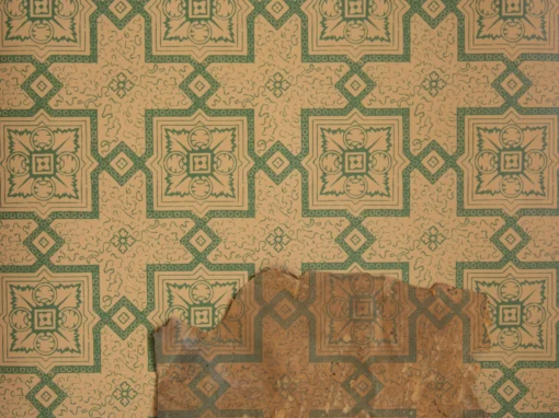 1940s Korean Vintage Wallpaper — Sookja (original / ivory / timber green)